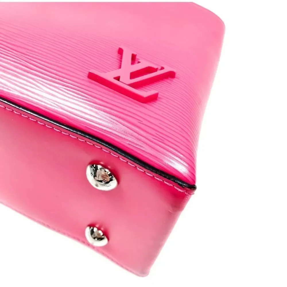 Auth Louis Vuitton Pink Black Epi LV Kleber PM Structured 2way Satchel Purse